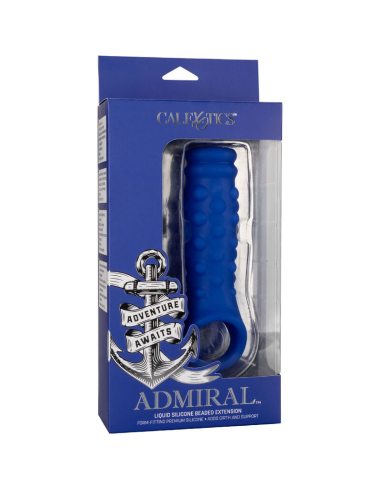 CALEXOTICS Admiral Beaded Funda Pene de Silicona Líquida Azul - Aumenta Placer y Excitación