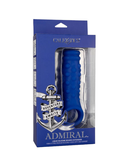 CALEXOTICS Admiral Beaded Funda Pene de Silicona Líquida Azul - Aumenta Placer y Excitación