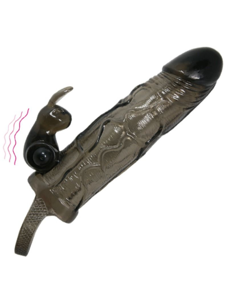 BAILE - Brave Man Funda Realística Pene con Rabbit 16.5 cm Negro | Placer y Estimulación Garantizados