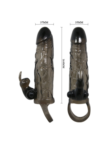 BAILE - Brave Man Funda Realística Pene con Rabbit 16.5 cm Negro | Placer y Estimulación Garantizados