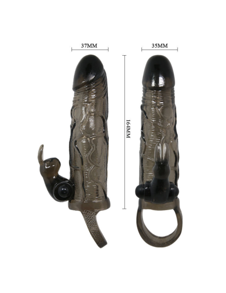 BAILE - Brave Man Funda Realística Pene con Rabbit 16.5 cm Negro | Placer y Estimulación Garantizados