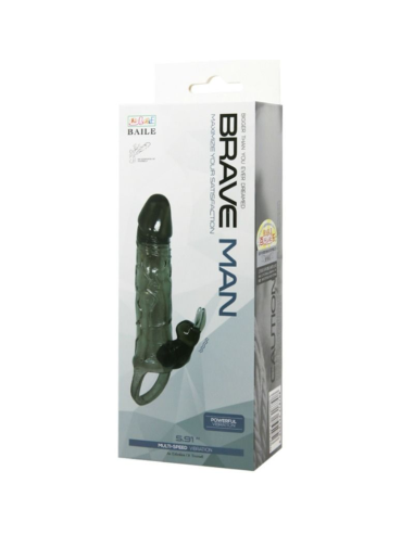 BAILE - Brave Man Funda Realística Pene con Rabbit 16.5 cm Negro | Placer y Estimulación Garantizados