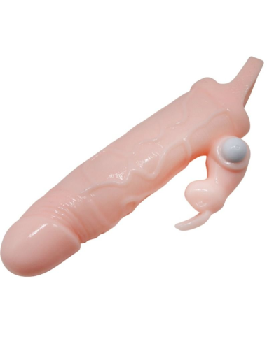Funda Pene con Rabbit Vibrador Brave Man - Aumenta Placer y Duración 16.5 cm Natural
