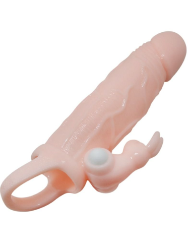 Funda Pene con Rabbit Vibrador Brave Man - Aumenta Placer y Duración 16.5 cm Natural