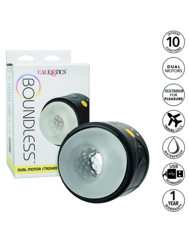 CalExotics Boundless - Masturbador Doble Motor Vibratorio | 10 Funciones de Placer y Diseño Impermeable