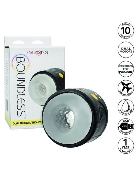CalExotics Boundless - Masturbador Doble Motor Vibratorio | 10 Funciones de Placer y Diseño Impermeable