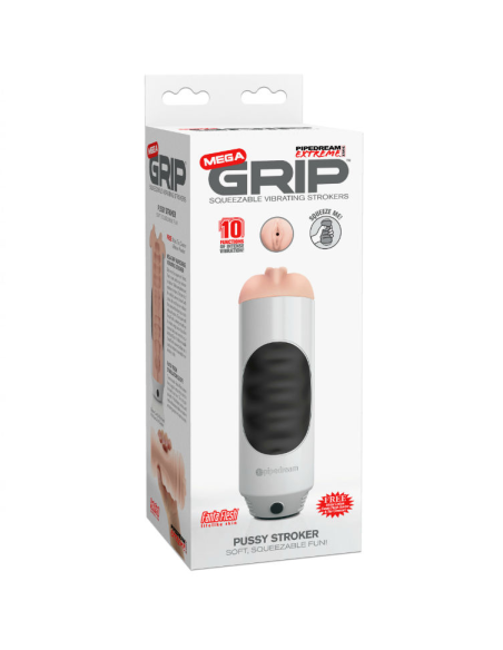EXTREME TOYZ - PIPEDREAM MEGA GRIP: Masturbador Vibrador Realista con 10 Modos de Placer