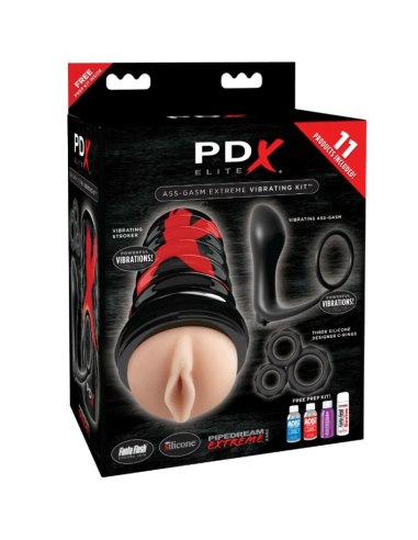 PDX ELITE - KIT ASS-GASM EXPLOSION: Placer Extremo con Stroker y Plug Anal para Estimulación Prostática
