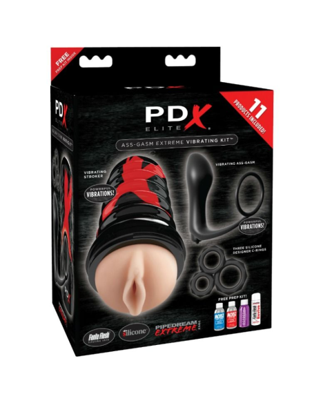 PDX ELITE - KIT ASS-GASM EXPLOSION: Placer Extremo con Stroker y Plug Anal para Estimulación Prostática