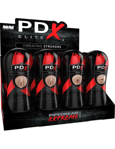 PDX ELITE - Set Masturbador Stroker 12 Unidades: Vibradores Vagina, Ano y Boca | Pipedream