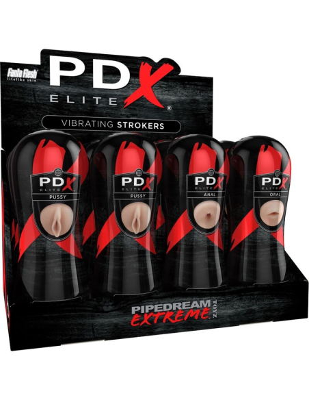 PDX ELITE - Set Masturbador Stroker 12 Unidades: Vibradores Vagina, Ano y Boca | Pipedream