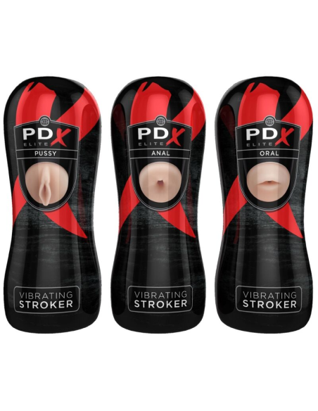 PDX ELITE - Set Masturbador Stroker 12 Unidades: Vibradores Vagina, Ano y Boca | Pipedream