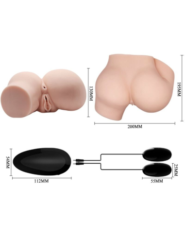 CRAZY BULL - Trasero con Vagina y Ano Realistas, Vibración Potente para Placer Infinito