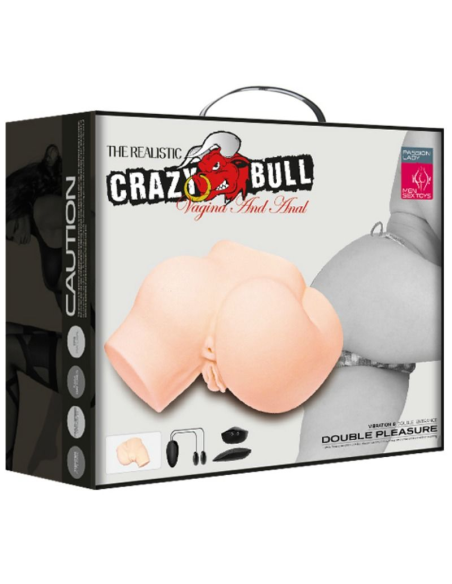 CRAZY BULL - Trasero con Vagina y Ano Realistas, Vibración Potente para Placer Infinito