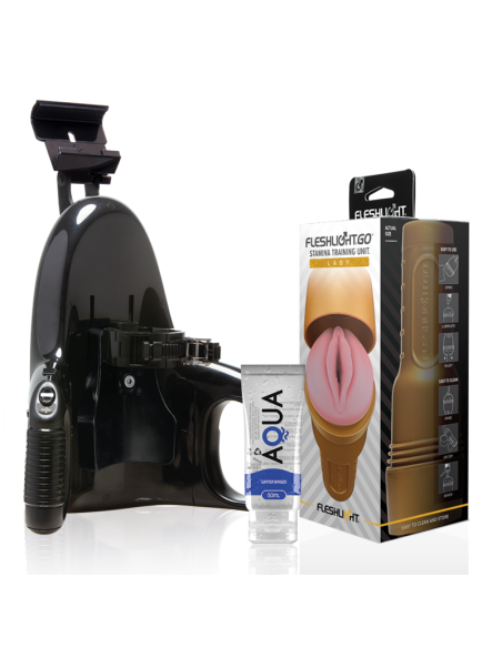 FLESHLIGHT Stamina Go Training Unit Lady + Universal Launch + Lubricante Aqua Quality 50 ml - Mejora tu Rendimiento Sexual