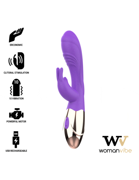 Womanvibe Viora - Vibrador Rabbit Recargable de Silicona | Estimulador del Punto G y Clítoris