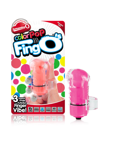 SCREAMING O - FING OS COLOR POP ROSA: Vibrador Ergonómico, 3 Velocidades y Texturas, 100% Silicona, Discreto y Sumergible