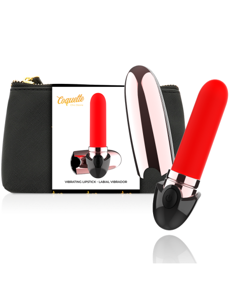 Coquette Chic Desire: Pintalabios Vibrador Recargable Luxe Negro/Gold - Placer Elegante y Discreto