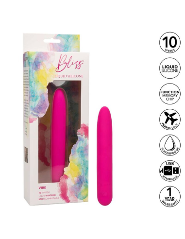 CALIFORNIA CALENDAR - CALEXOTICS BLISS VIBE ROSA: Masajeador de Silicona Líquida con 10 Velocidades de Vibración