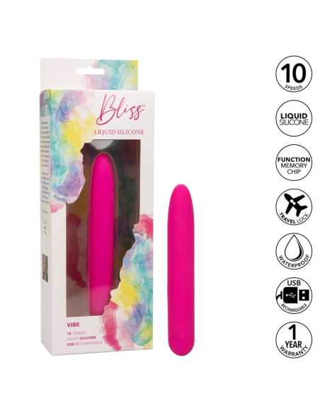 CALIFORNIA CALENDAR - CALEXOTICS BLISS VIBE ROSA: Masajeador de Silicona Líquida con 10 Velocidades de Vibración