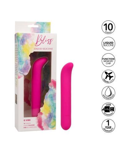 CALEXOTICS - BLISS G VIBE ROSA: Vibrador Punto G de Silicona Líquida con 10 Velocidades Intensas y Diseño Curvado
