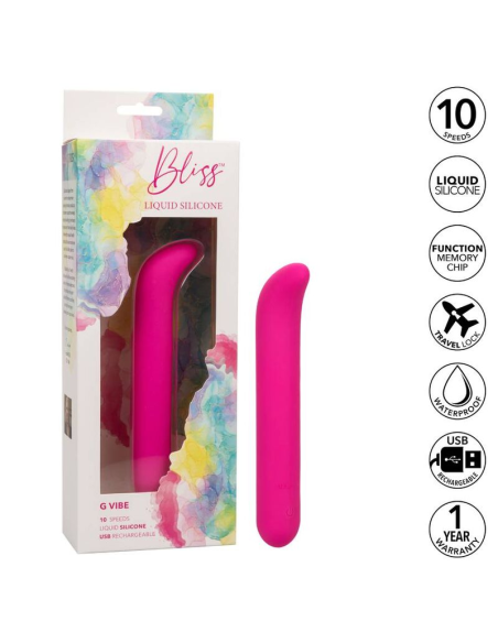 CALEXOTICS - BLISS G VIBE ROSA: Vibrador Punto G de Silicona Líquida con 10 Velocidades Intensas y Diseño Curvado