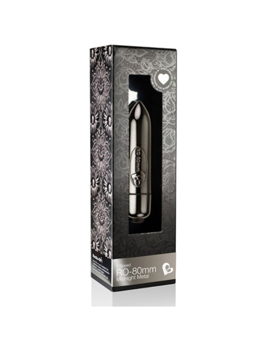 ROCKS-OFF RO-80MM MIDNIGHT METAL | Bala Vibradora 7 Modos | Impermeable y Discreta