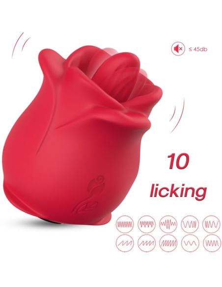 ARMONY Rosa Vibrador Estimulador con Lengua Clítoris - 10 Modos y 100% Sumergible en Rojo