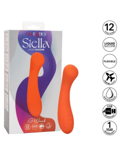 CALEXOTICS Stella G-Wand Naranja - Masajeador Premium de Silicona con 12 Vibraciones y Estimulación del Punto G