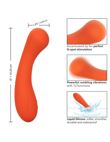 CALEXOTICS Stella G-Wand Naranja - Masajeador Premium de Silicona con 12 Vibraciones y Estimulación del Punto G