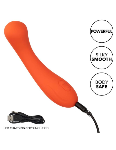 CALEXOTICS Stella G-Wand Naranja - Masajeador Premium de Silicona con 12 Vibraciones y Estimulación del Punto G
