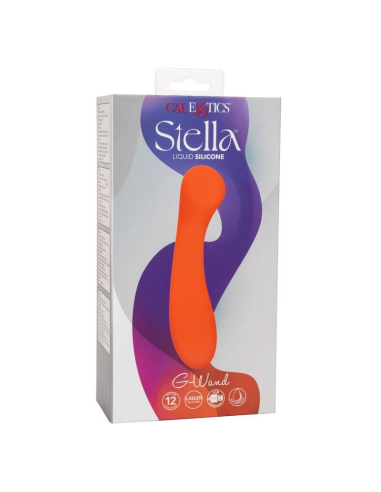 CALEXOTICS Stella G-Wand Naranja - Masajeador Premium de Silicona con 12 Vibraciones y Estimulación del Punto G