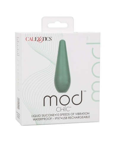 Estimula tu placer con CALEXOTICS Mod Chic - Masajeador Verde de 10 velocidades y silicona suave