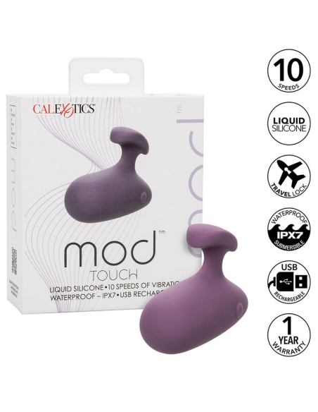 Stimulación Intensa con CALEXOTICS Mod Touch: Masajeador Ergonómico Morado, 10 Velocidades, Silicona Impermeable