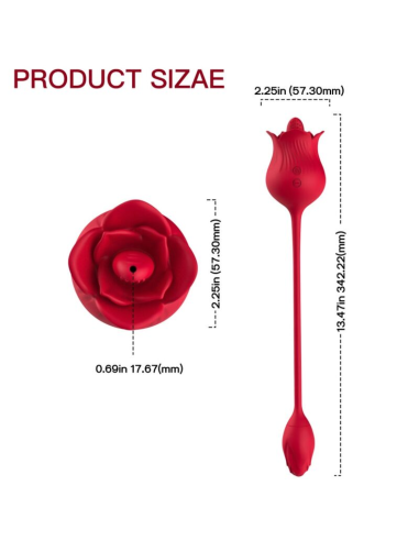 ARMONY Rosa Vibrador Estimulador Clítoris con Cola - 10 Modos de Placer Rojo