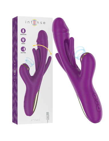 ATENEO Vibrador Multifunción Intense: 7 Modos de Vibración, Lengua Oscilante y Succionador Morado - Satisfacción Máxima