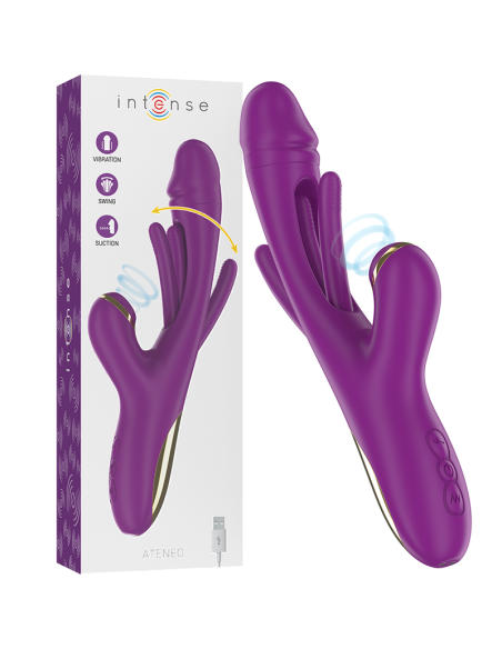 ATENEO Vibrador Multifunción Intense: 7 Modos de Vibración, Lengua Oscilante y Succionador Morado - Satisfacción Máxima