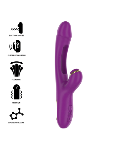 ATENEO Vibrador Multifunción Intense: 7 Modos de Vibración, Lengua Oscilante y Succionador Morado - Satisfacción Máxima