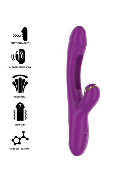 ATENEO Vibrador Multifunción Intense: 7 Modos de Vibración, Lengua Oscilante y Succionador Morado - Satisfacción Máxima