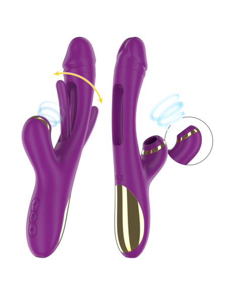 ATENEO Vibrador Multifunción Intense: 7 Modos de Vibración, Lengua Oscilante y Succionador Morado - Satisfacción Máxima
