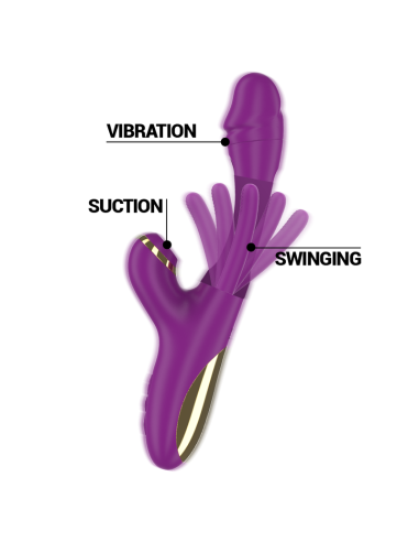 ATENEO Vibrador Multifunción Intense: 7 Modos de Vibración, Lengua Oscilante y Succionador Morado - Satisfacción Máxima