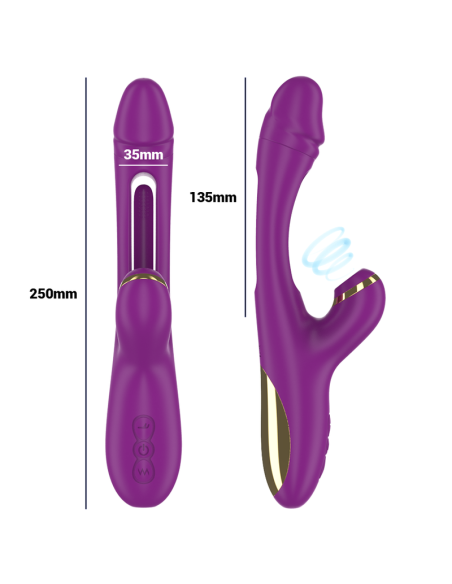 ATENEO Vibrador Multifunción Intense: 7 Modos de Vibración, Lengua Oscilante y Succionador Morado - Satisfacción Máxima
