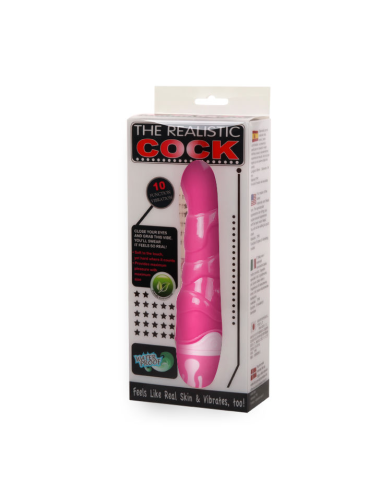 Baile - The Realistic Cock Rosa 21.8 cm: Vibrador Sumergible con 10 Funciones de Vibración