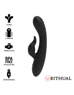 MOTOR RITUAL ANUSARA DUAL RECARGABLE 2.0 NEGRO - Doble Placer y Estimulación Segura en Silicona Médica