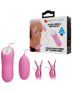 Pretty Love - Pinzas Vibratorias Rosa con Electroshock para Estimulación de Pezones y Clítoris