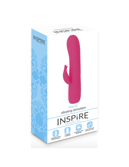 Vibrador Rosa Inspire Essential - Wand Ergonómico con 12 Modos de Vibración y Estimulador Clitoriano