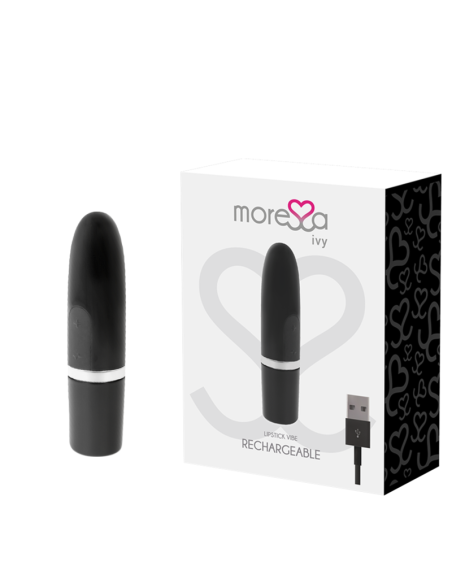 MORESSA - Ivy Masajeador Simulador Labial de Viaje Negro | Vibrador Elegante y Silencioso con 6 Modos de Estimulación