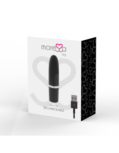 MORESSA - Ivy Masajeador Simulador Labial de Viaje Negro | Vibrador Elegante y Silencioso con 6 Modos de Estimulación