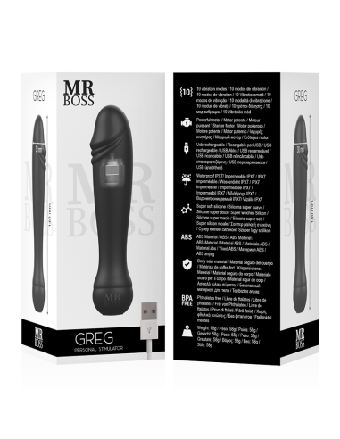 MR BOSS - GREG PERSONAL STIMULATOR: Vibrador Premium Potente y Elegante, 10 Modos, Recargable por USB