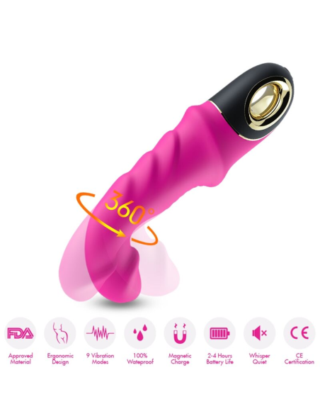 ARMONY - Dildo Vibrador Rotador Fucsia | 9 Modos de Vibración y 100% Sumergible
